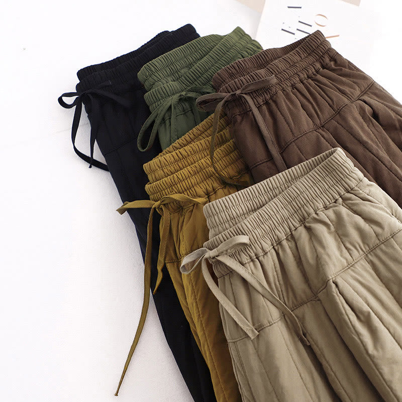 Pantaloni harem da donna in cotone con tasche e design a tinta unita invernale Buddha Stones - image 38