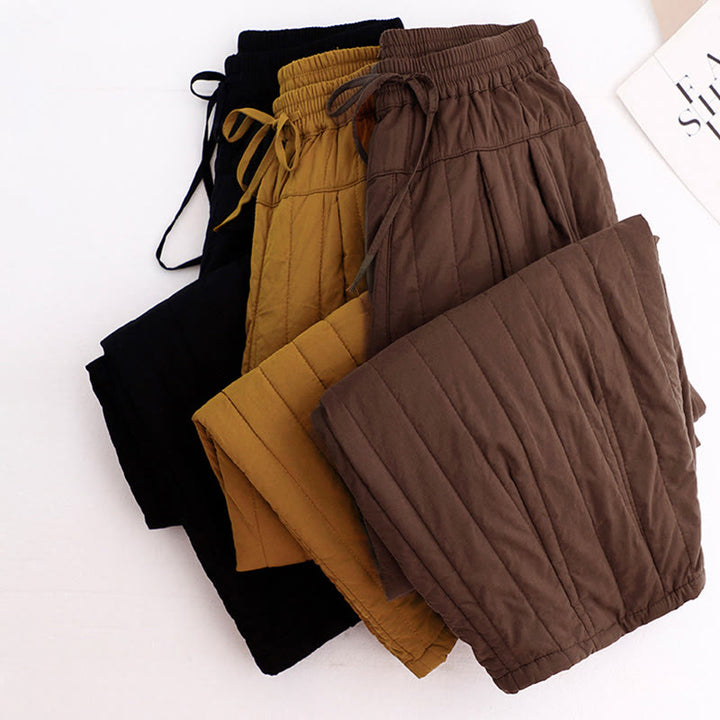 Pantaloni harem da donna in cotone con tasche e design a tinta unita invernale Buddha Stones - image 35