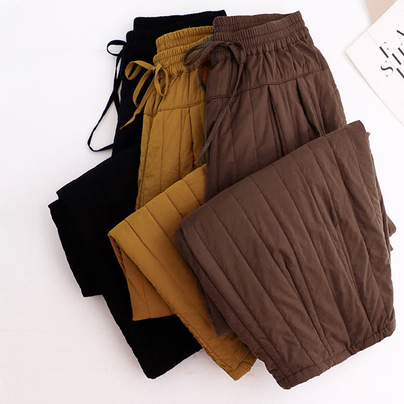 Pantaloni harem da donna in cotone con tasche e design a tinta unita invernale Buddha Stones - image 35