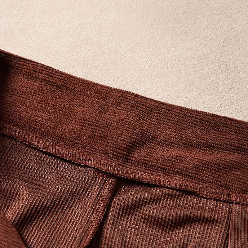 Pantaloni harem a vita alta con tasche e cerniera in velluto a coste tinta unita Buddha Stones Commute da donna - image 6