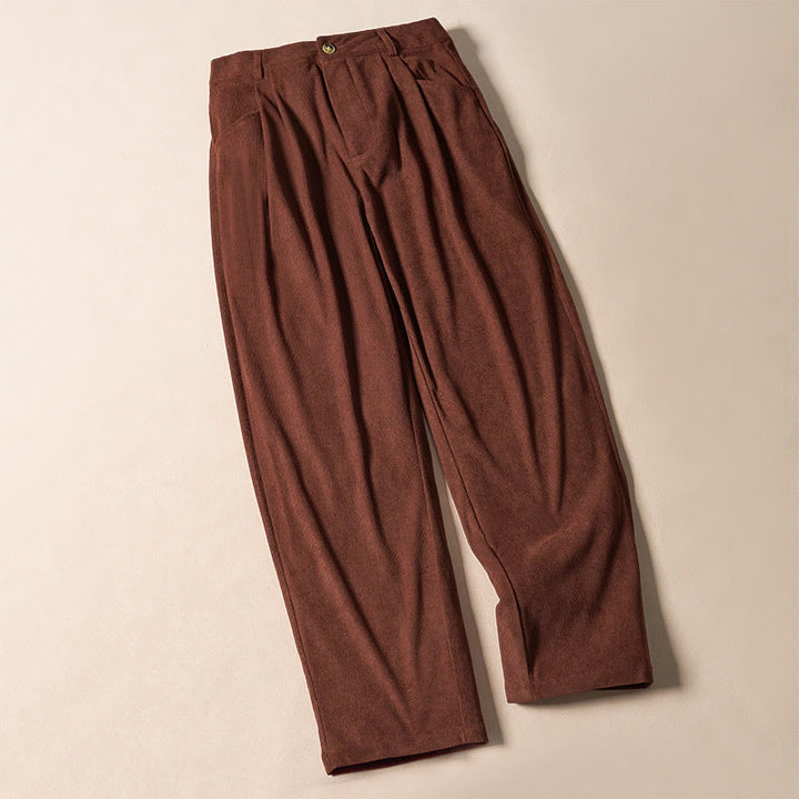 Pantaloni harem a vita alta con tasche e cerniera in velluto a coste tinta unita Buddha Stones Commute da donna - image 2