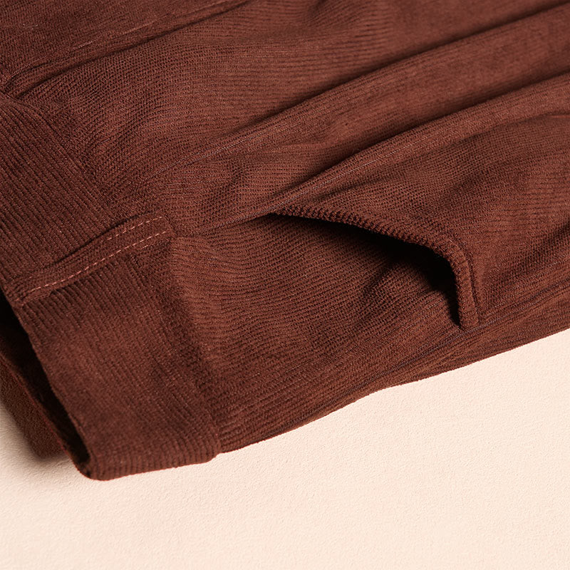 Pantaloni harem a vita alta con tasche e cerniera in velluto a coste tinta unita Buddha Stones Commute da donna - image 7