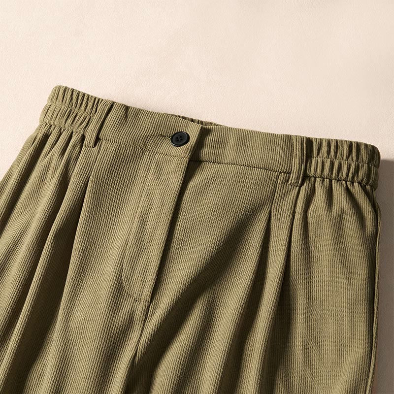 Pantaloni harem a vita alta in velluto a coste da donna Buddha Stones Commute Fall con tasche - image 2