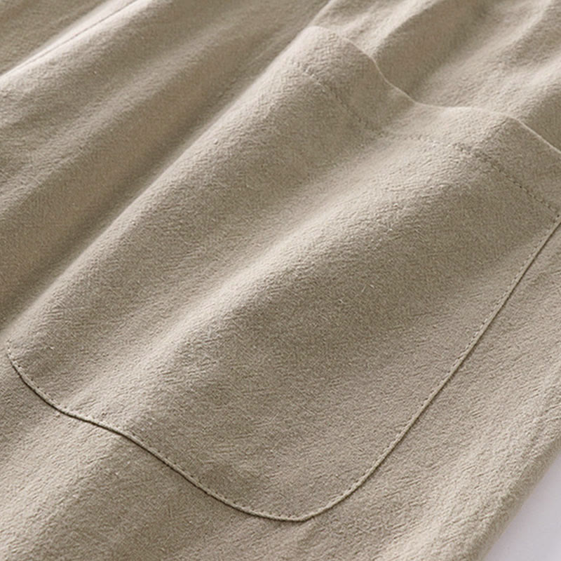 Pantaloni da uomo in cotone e lino con tasche, modello Buddha Stones, modello primavera-autunno, gamba dritta e tinta unita - image 6