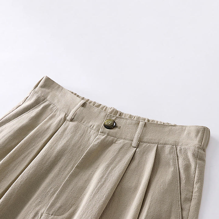 Pantaloni da uomo in cotone e lino con tasche, modello Buddha Stones, modello primavera-autunno, gamba dritta e tinta unita - image 3