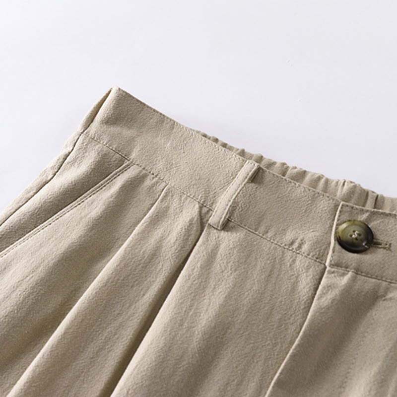 Pantaloni da uomo in cotone e lino con tasche, modello Buddha Stones, modello primavera-autunno, gamba dritta e tinta unita - image 2