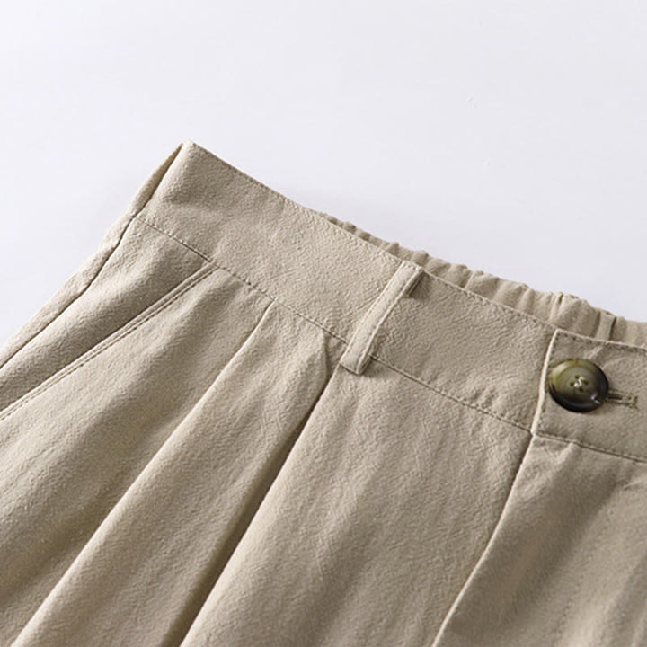 Pantaloni da uomo in cotone e lino con tasche, modello Buddha Stones, modello primavera-autunno, gamba dritta e tinta unita - image 2