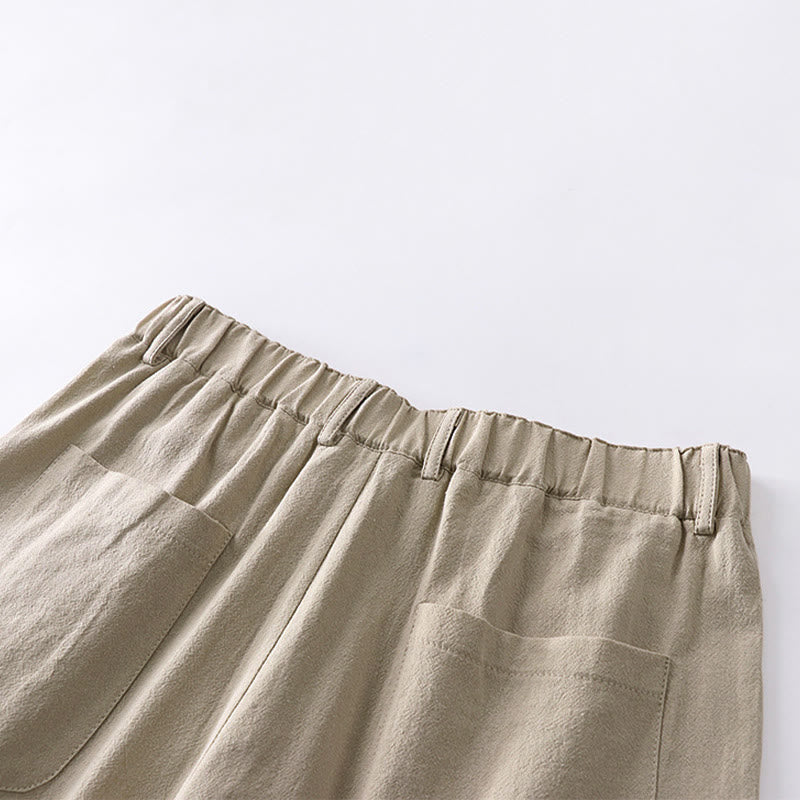 Pantaloni da uomo in cotone e lino con tasche, modello Buddha Stones, modello primavera-autunno, gamba dritta e tinta unita - image 5