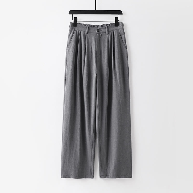 Pantaloni da uomo in cotone e lino con tasche, modello Buddha Stones, modello primavera-autunno, gamba dritta e tinta unita - Grigio - US/UK/AU54, EU64 (9XL) - image 9