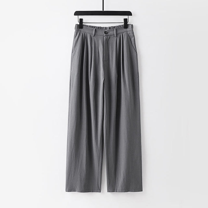 Pantaloni da uomo in cotone e lino con tasche, modello Buddha Stones, modello primavera-autunno, gamba dritta e tinta unita - Grigio - US/UK/AU54, EU64 (9XL) - image 9