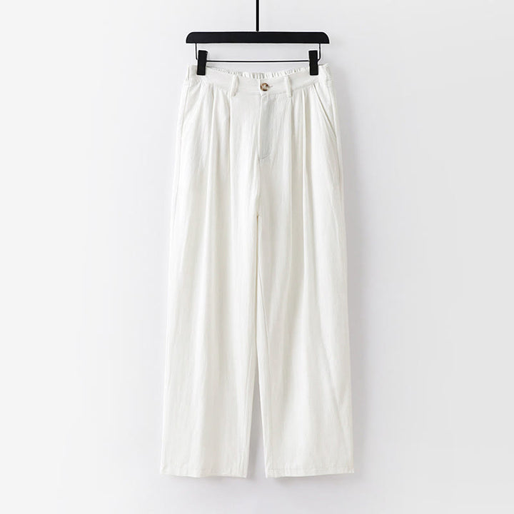 Pantaloni da uomo in cotone e lino con tasche, modello Buddha Stones, modello primavera-autunno, gamba dritta e tinta unita - Bianco - US/UK/AU54, EU64 (9XL) - image 11