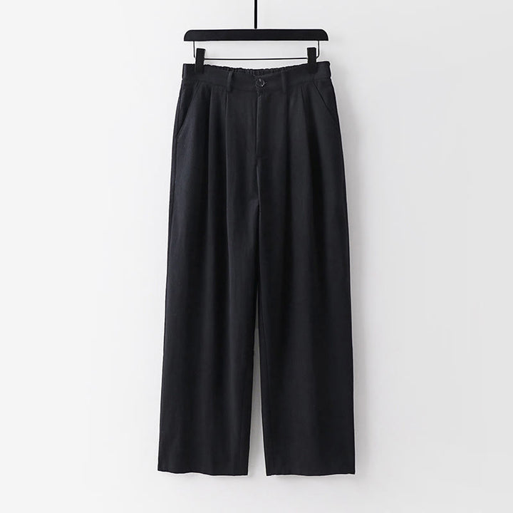 Pantaloni da uomo in cotone e lino con tasche, modello Buddha Stones, modello primavera-autunno, gamba dritta e tinta unita - Nero - US/UK/AU54, EU64 (9XL) - image 10