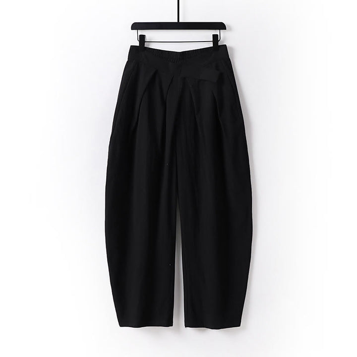 Pantaloni da uomo in cotone e lino con tasche, modello Buddha Stones, gamba dritta e cerniera - Nero - US/UK/AU54, EU64 (9XL) - image 9