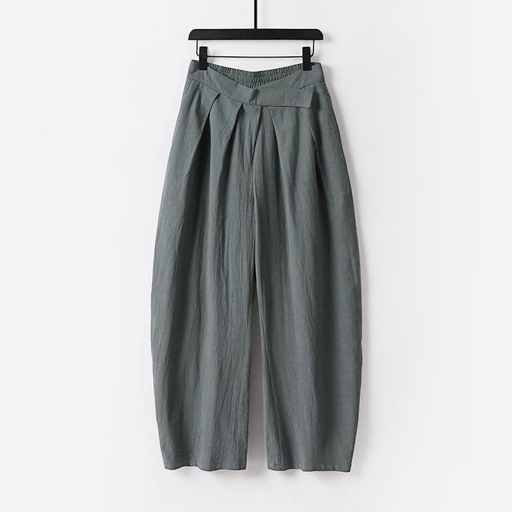 Pantaloni da uomo in cotone e lino con tasche, modello Buddha Stones, gamba dritta e cerniera - Grigio - US/UK/AU54, EU64 (9XL) - image 0