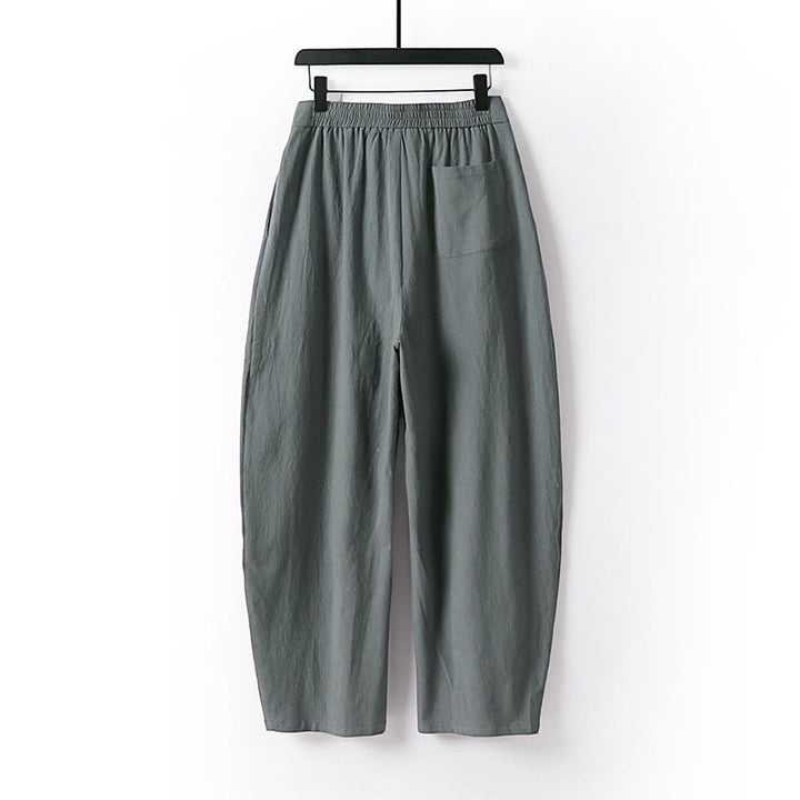 Pantaloni da uomo in cotone e lino con tasche, modello Buddha Stones, gamba dritta e cerniera - image 1