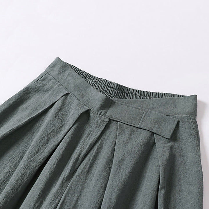 Pantaloni da uomo in cotone e lino con tasche, modello Buddha Stones, gamba dritta e cerniera - image 2