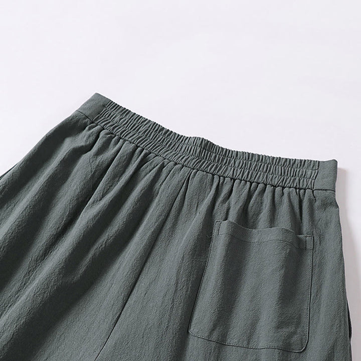 Pantaloni da uomo in cotone e lino con tasche, modello Buddha Stones, gamba dritta e cerniera - image 6