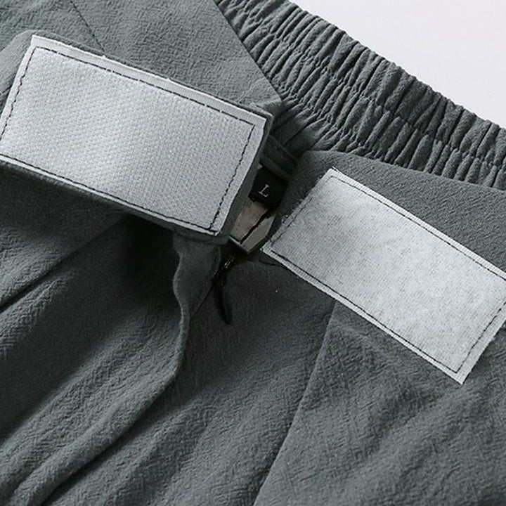 Pantaloni da uomo in cotone e lino con tasche, modello Buddha Stones, gamba dritta e cerniera - image 4