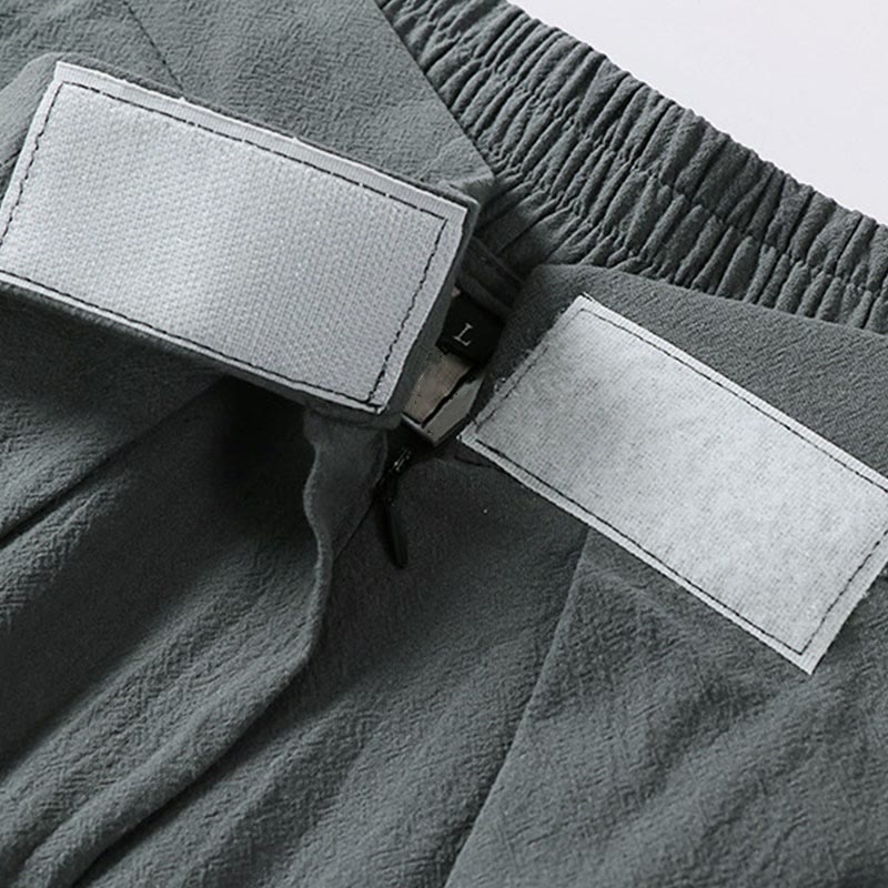Pantaloni da uomo in cotone e lino con tasche, modello Buddha Stones, gamba dritta e cerniera - image 4