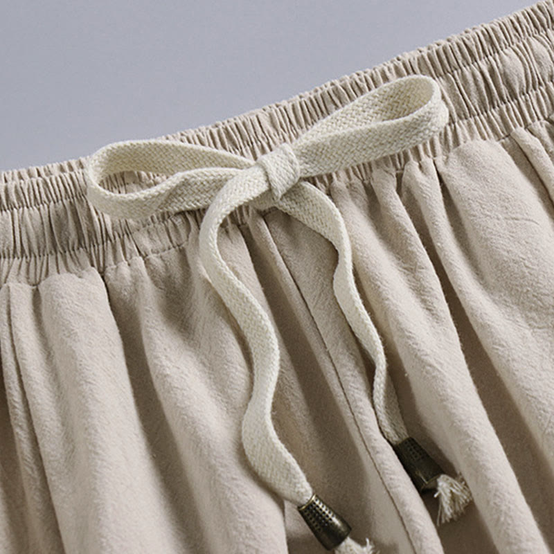 Pantaloni da uomo in cotone e lino con coulisse, alla caviglia, affusolati, con tasche, modello Buddha Stones - image 6