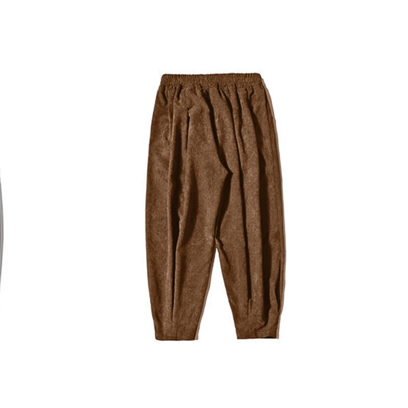 Pantaloni harem da uomo in velluto a coste con fodera in pile, stile retrò, con tasche, modello Buddha Stones - image 11