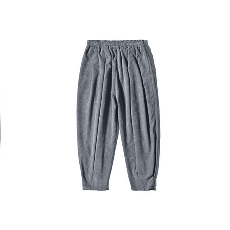 Pantaloni harem da uomo in velluto a coste con fodera in pile, stile retrò, con tasche, modello Buddha Stones - image 33