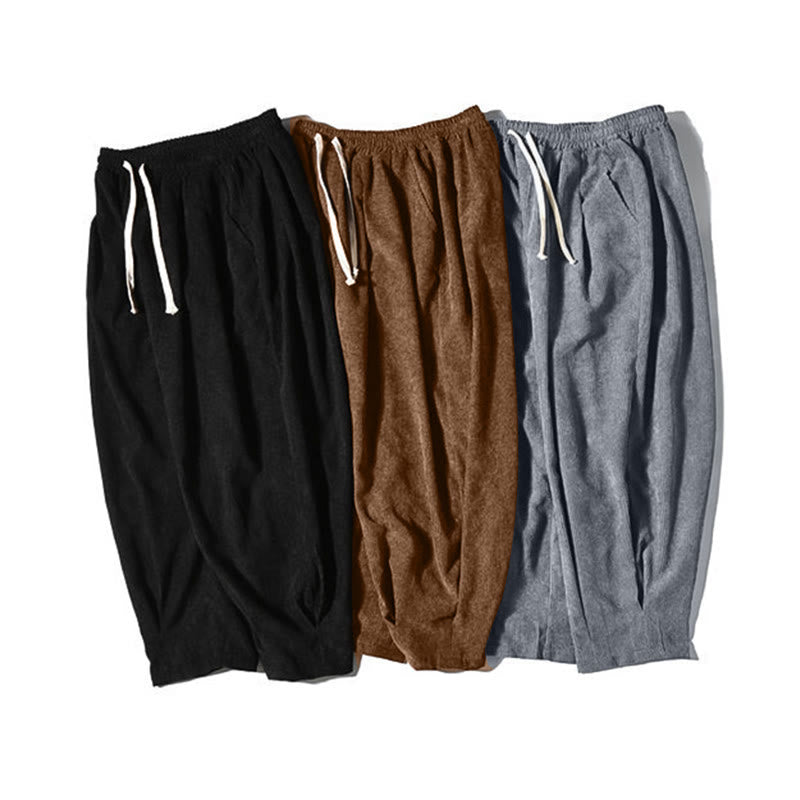 Pantaloni harem da uomo in velluto a coste con fodera in pile, stile retrò, con tasche, modello Buddha Stones - image 47