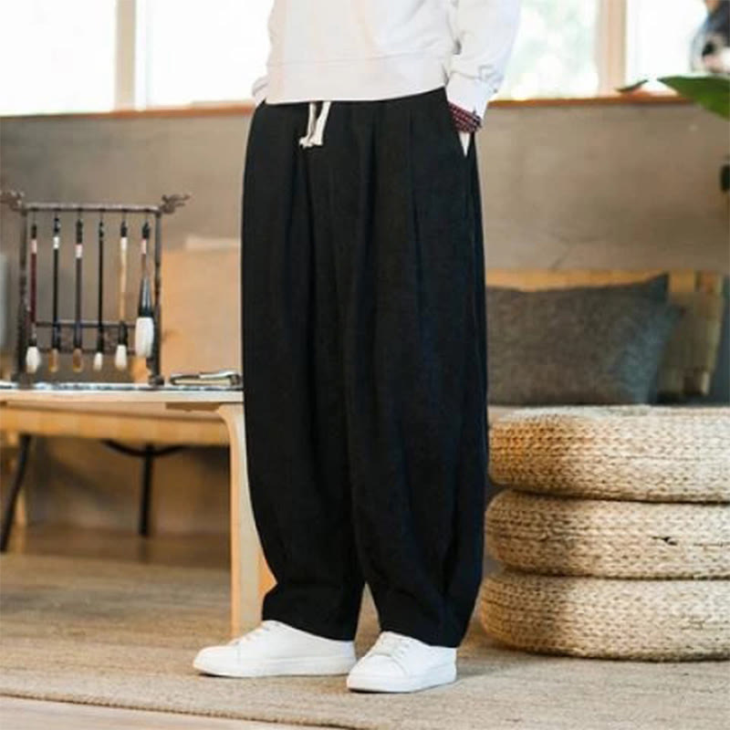 Pantaloni harem da uomo in velluto a coste con fodera in pile, stile retrò, con tasche, modello Buddha Stones - Nero - US/UK/AU46, EU56 (5XL) - image 36