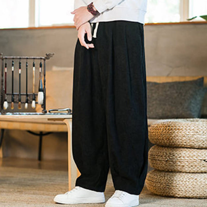 Pantaloni harem da uomo in velluto a coste con fodera in pile, stile retrò, con tasche, modello Buddha Stones - image 38