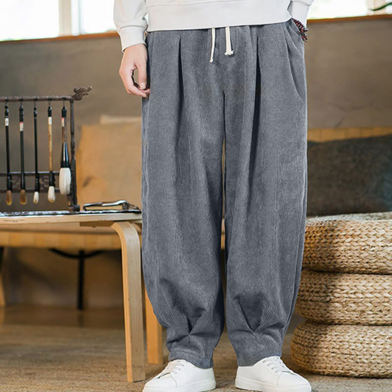 Pantaloni harem da uomo in velluto a coste con fodera in pile, stile retrò, con tasche, modello Buddha Stones - image 19