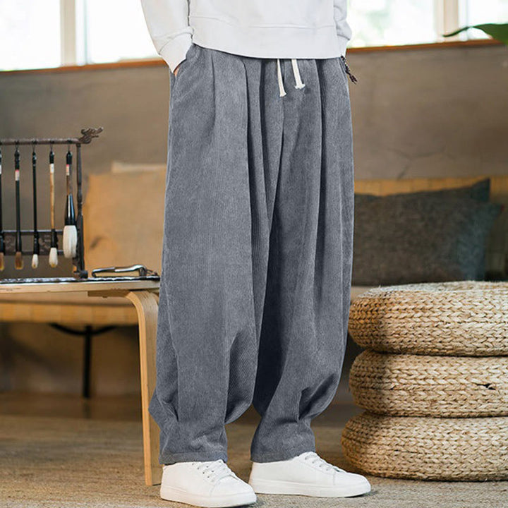 Pantaloni harem da uomo in velluto a coste con fodera in pile, stile retrò, con tasche, modello Buddha Stones - image 16