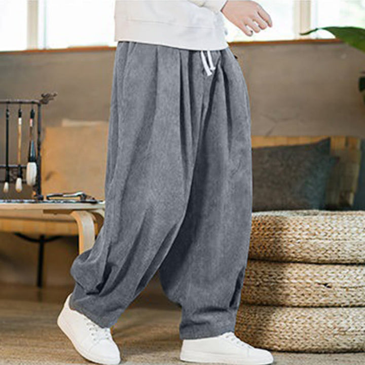 Pantaloni harem da uomo in velluto a coste con fodera in pile, stile retrò, con tasche, modello Buddha Stones - image 18