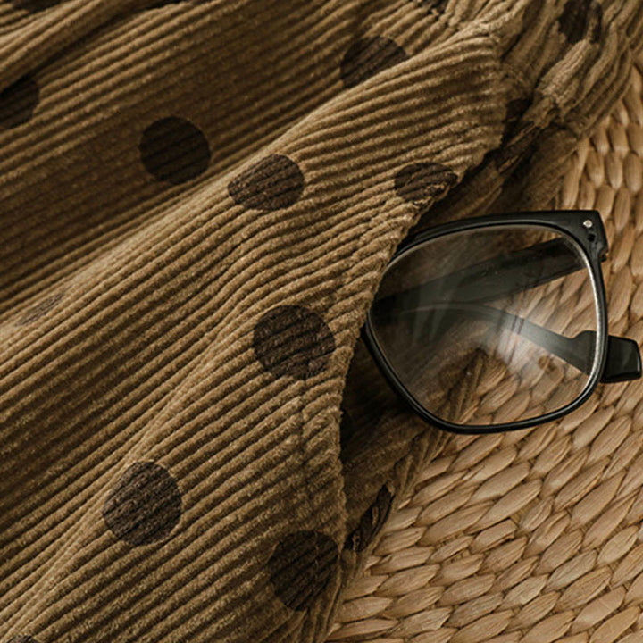 Gonna in velluto a coste con tasche da donna con motivo a pois invernali Buddha Stones - image 7