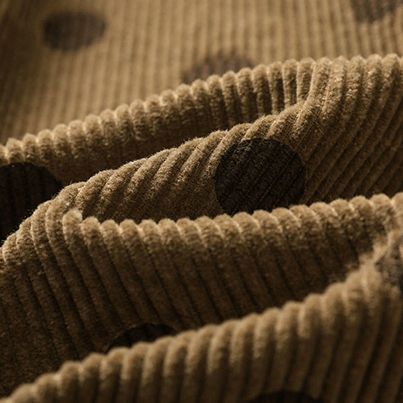 Gonna in velluto a coste con tasche da donna con motivo a pois invernali Buddha Stones - image 5