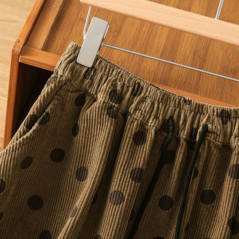 Gonna in velluto a coste con tasche da donna con motivo a pois invernali Buddha Stones - image 3