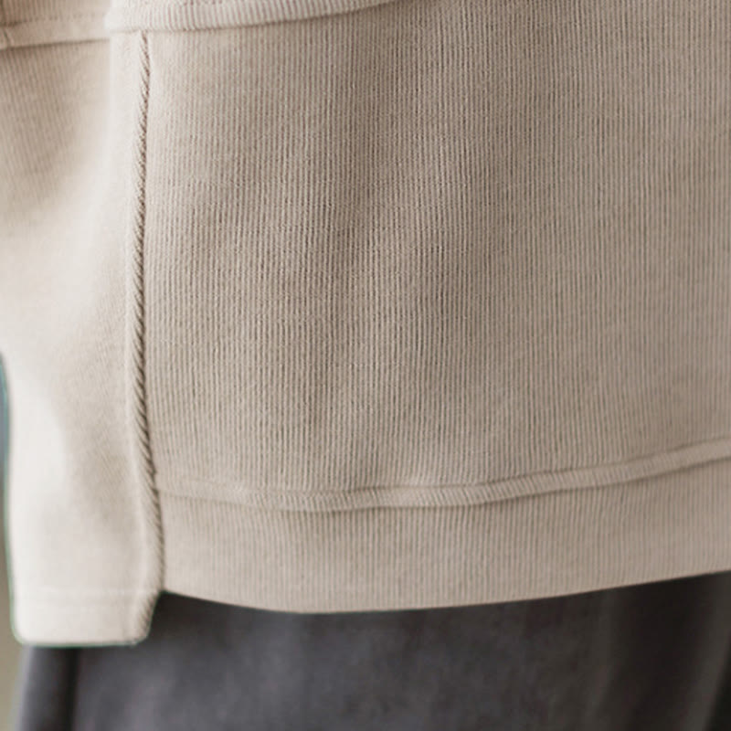 Felpa con cappuccio da donna a maniche lunghe in cotone con tasca decorativa e motivo Buddha Stones Fall Tinta unita - image 36