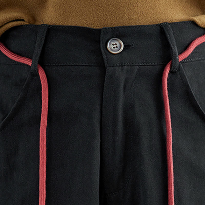 Pantaloni casual da donna Buddha Stones in cotone semplice, lunghezza 7-8, con tasche - image 17