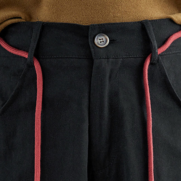 Pantaloni casual da donna Buddha Stones in cotone semplice, lunghezza 7-8, con tasche - image 17