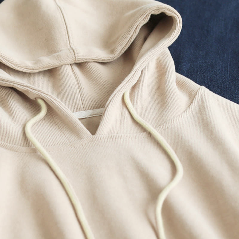 Felpa con cappuccio da donna a maniche lunghe in cotone con bottoni laterali e tinta unita Buddha Stones Fall - image 7