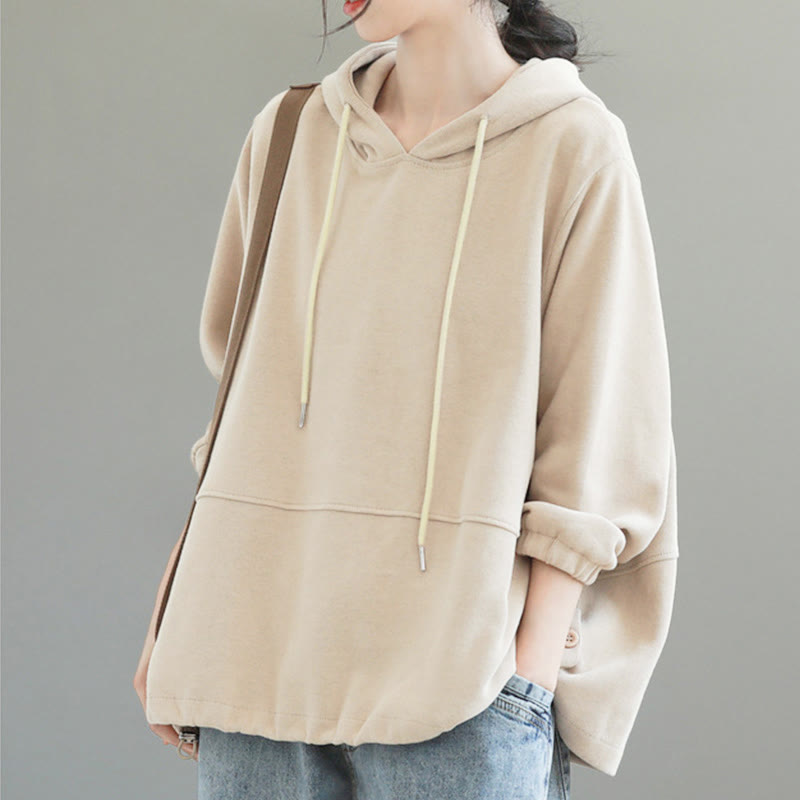 Felpa con cappuccio da donna a maniche lunghe in cotone con bottoni laterali e tinta unita Buddha Stones Fall - image 5