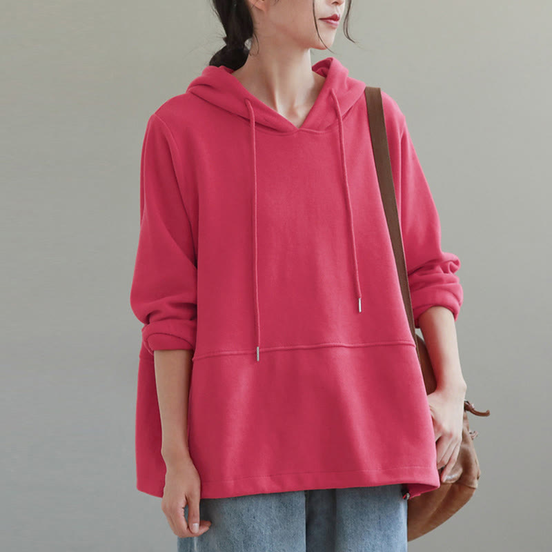 Felpa con cappuccio da donna a maniche lunghe in cotone con bottoni laterali e tinta unita Buddha Stones Fall - image 14