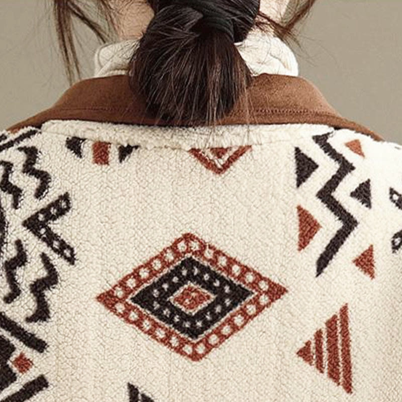 Giacca da donna in cotone a maniche lunghe con bottoni, motivo geometrico, autunno inverno, motivo Buddha Stones  - image 13