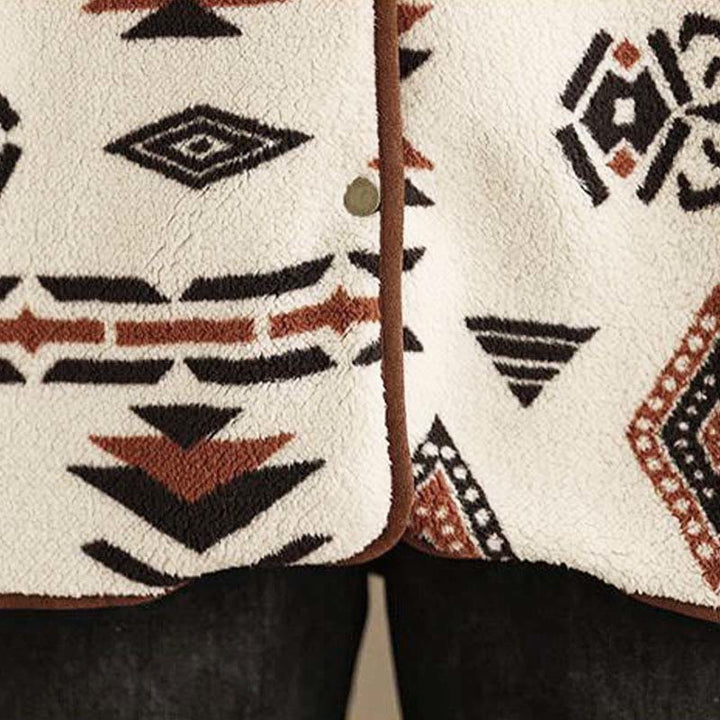 Giacca da donna in cotone a maniche lunghe con bottoni, motivo geometrico, autunno inverno, motivo Buddha Stones  - image 12