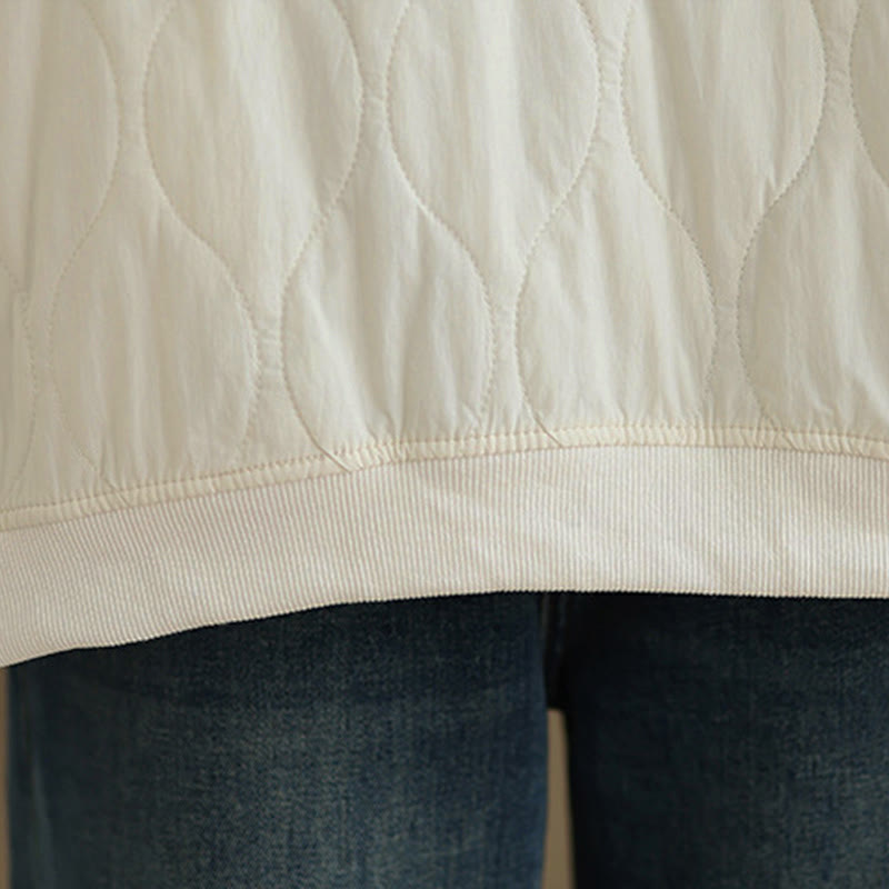 Felpa da donna in cotone con maniche lunghe e scollo rotondo, modello Buddha Stones Fall Solid Curved Design, con tasche - image 12