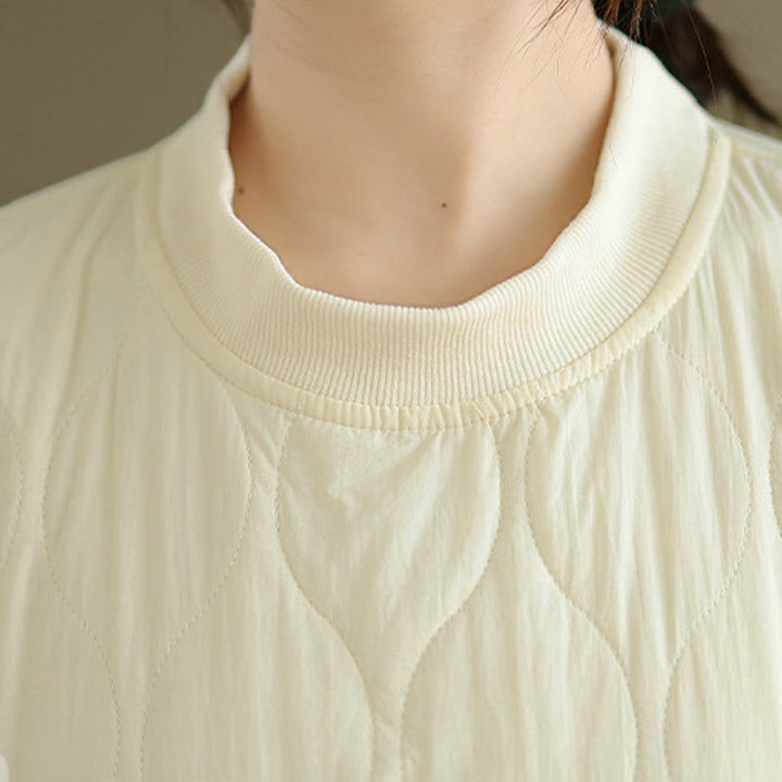 Felpa da donna in cotone con maniche lunghe e scollo rotondo, modello Buddha Stones Fall Solid Curved Design, con tasche - image 11