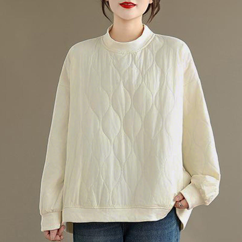 Felpa da donna in cotone con maniche lunghe e scollo rotondo, modello Buddha Stones Fall Solid Curved Design, con tasche - Bianco - US14, UK/AU18, EU46 (2XL) - image 5