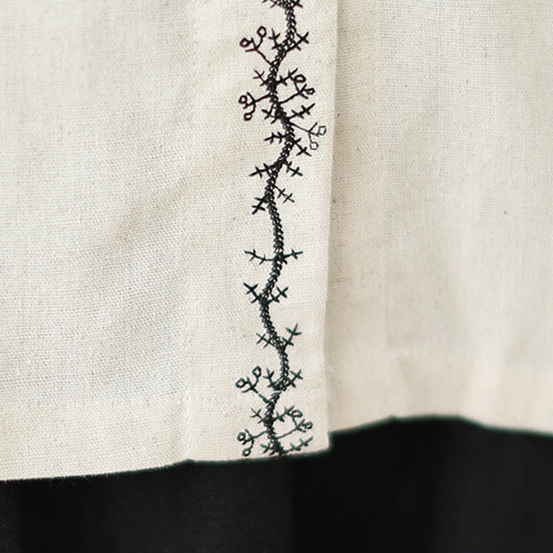 Camicia da donna in cotone con colletto alla Peter Pan, maniche lunghe, ricamo primaverile con Buddha Stones - image 11