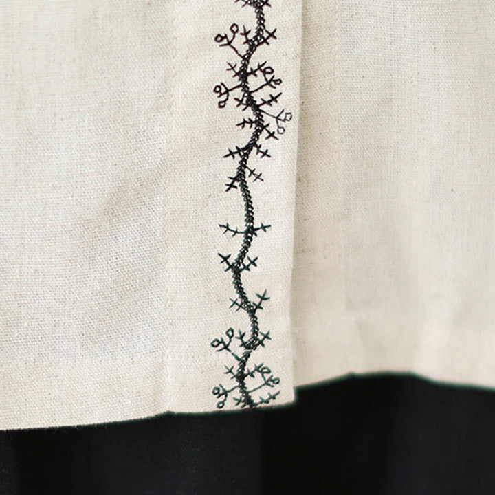 Camicia da donna in cotone con colletto alla Peter Pan, maniche lunghe, ricamo primaverile con Buddha Stones - image 11