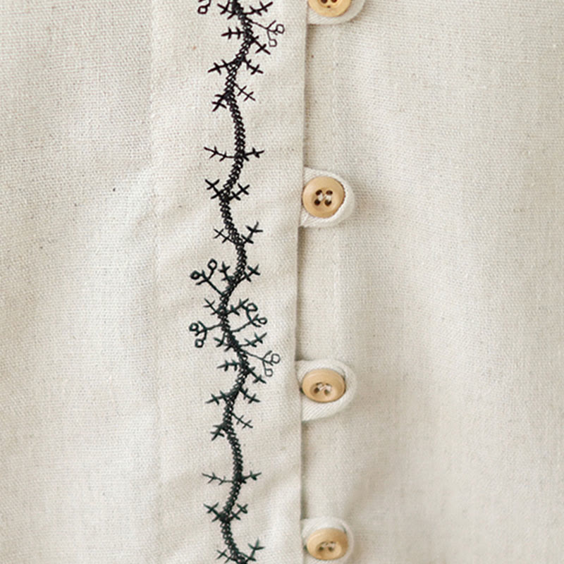 Camicia da donna in cotone con colletto alla Peter Pan, maniche lunghe, ricamo primaverile con Buddha Stones - image 9