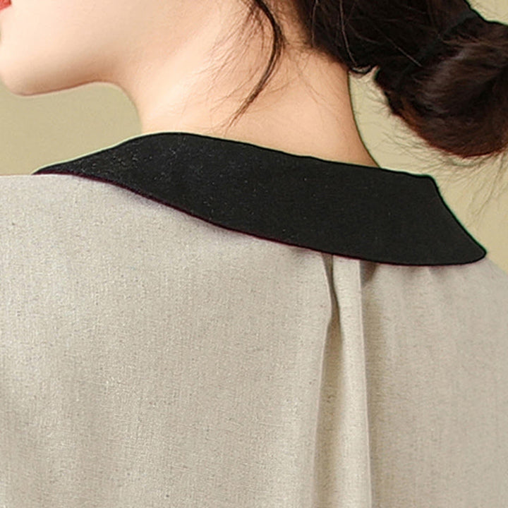 Camicia da donna in cotone con colletto alla Peter Pan, maniche lunghe, ricamo primaverile con Buddha Stones - image 8